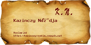 Kazinczy Nádja névjegykártya